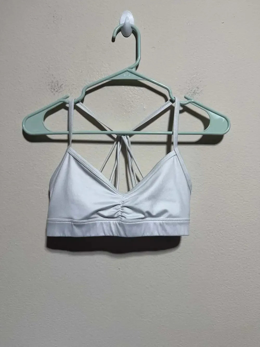 Alo Yoga White Strappy V-Neck Sports Bra